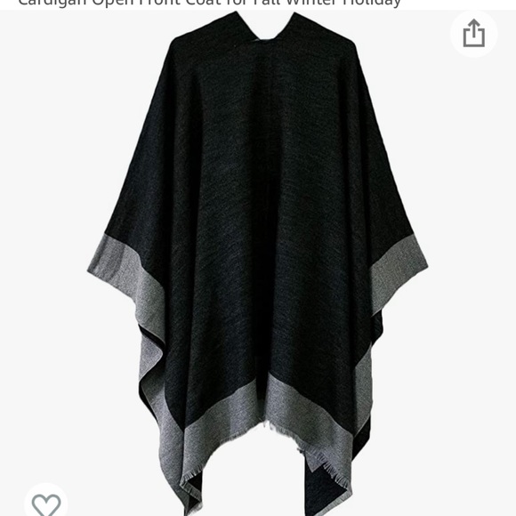Women's Shawl Wrap Poncho Cape Cardigan Sweater Open Front - Picture 5 of 6